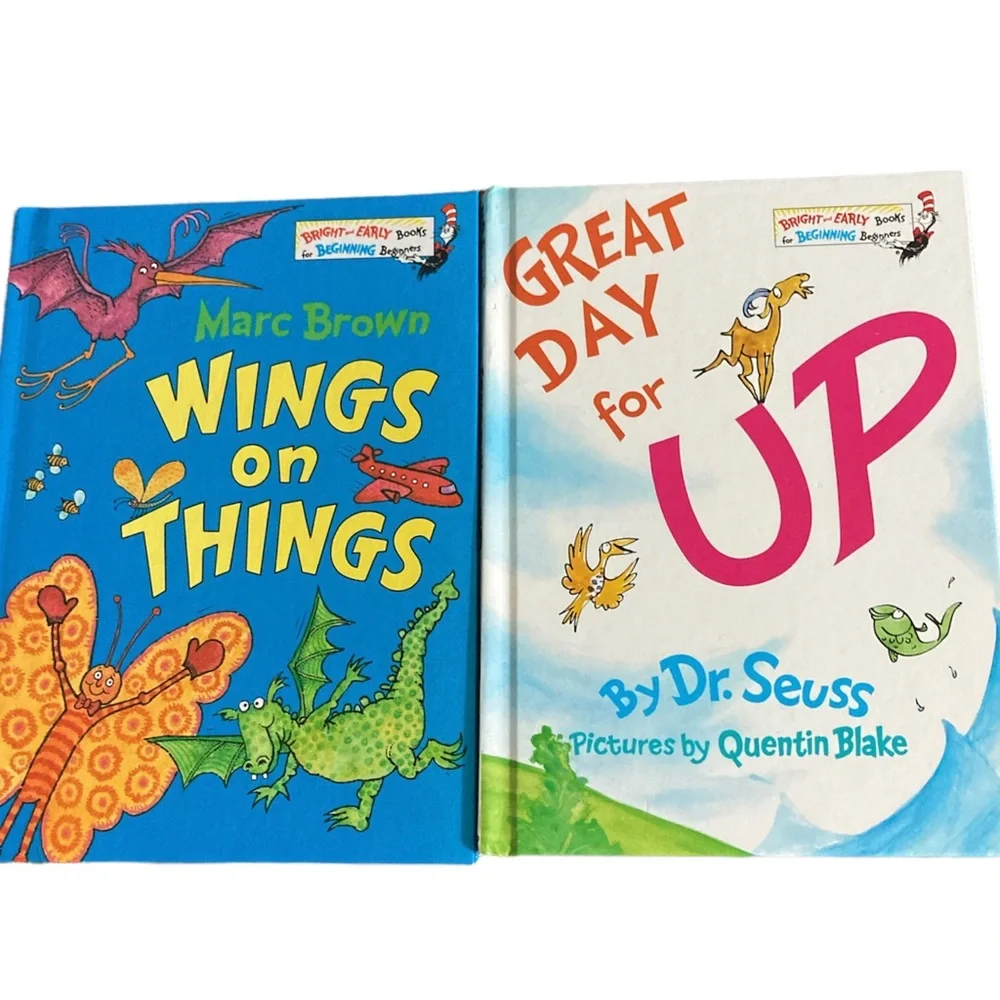 Dr. Seuss Wings on Things & Great Day For Up Bright & Early Kids Books 2 Set